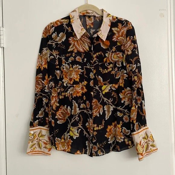 Kobi Halperin 100% silk floral button down blouse - Picture 1 of 5